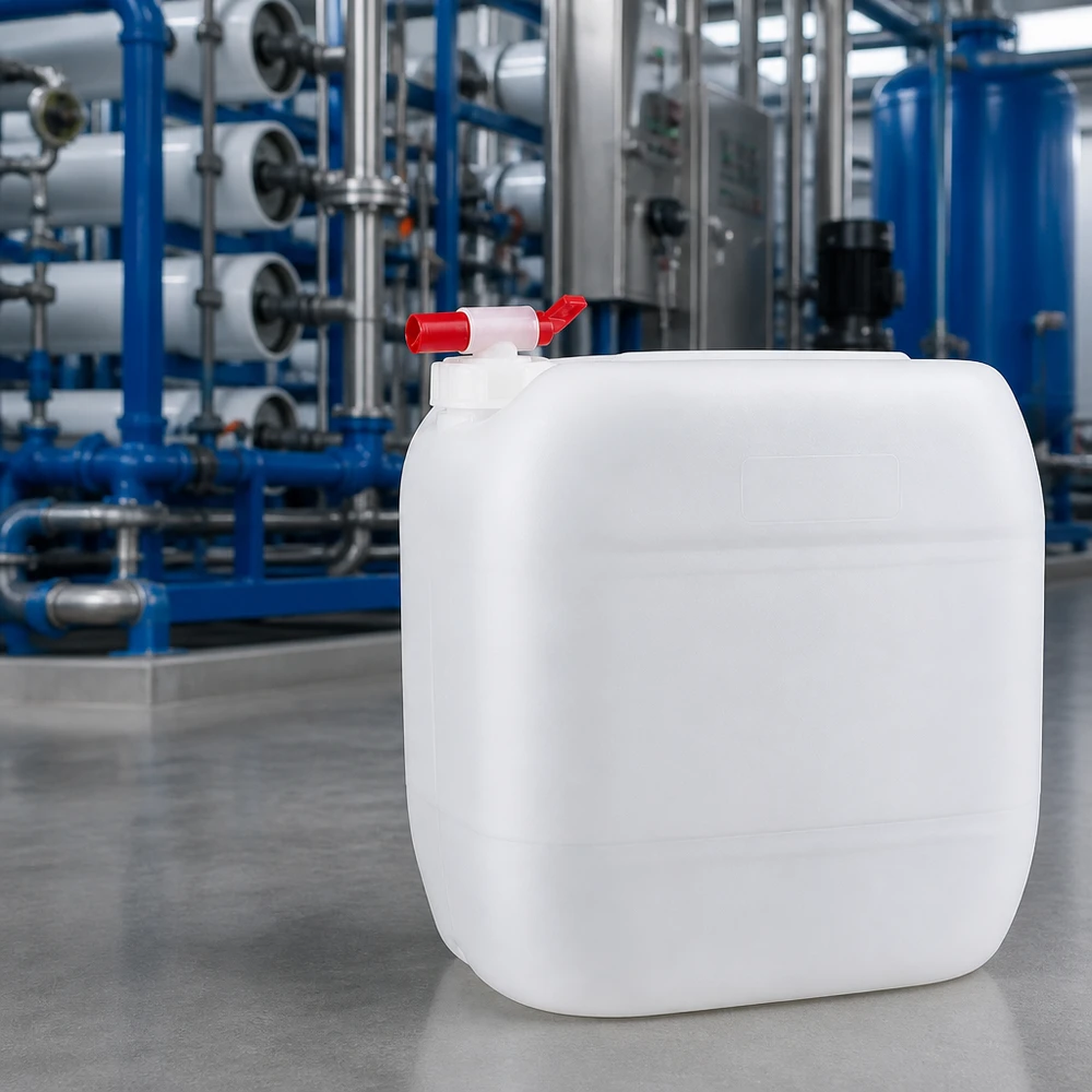 Kanystr 30 litrů s vypouštěcím kohoutem Robuster Rechteckkanister 30 Liter mit seitlichem Auslaufventil in Wasserwerk