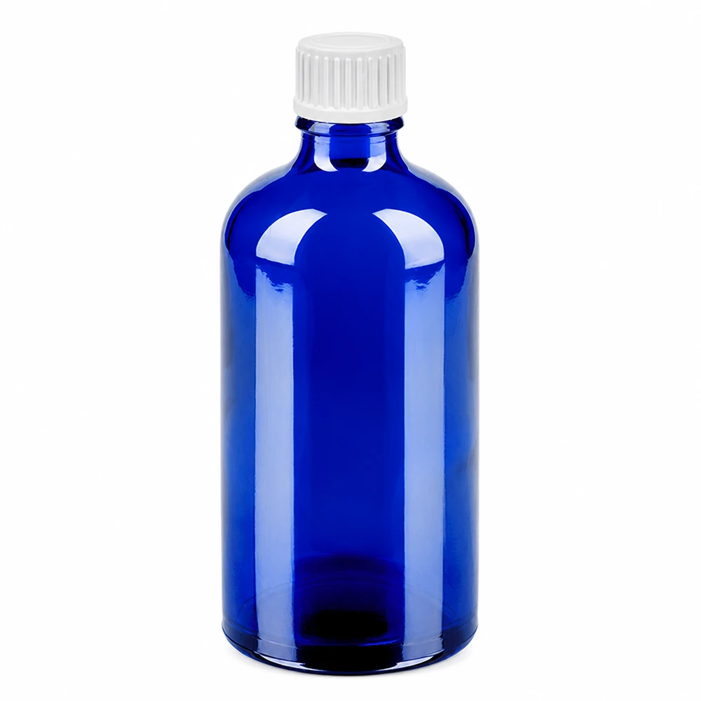 100ml lahvička s kapátkem 0,9 mm bílá standardní uzávěr BlueLine UT18/100 Cobaltblaue Tropfflasche 100ml mit Standard-Gewinde UT18 und Präzisionstropfer