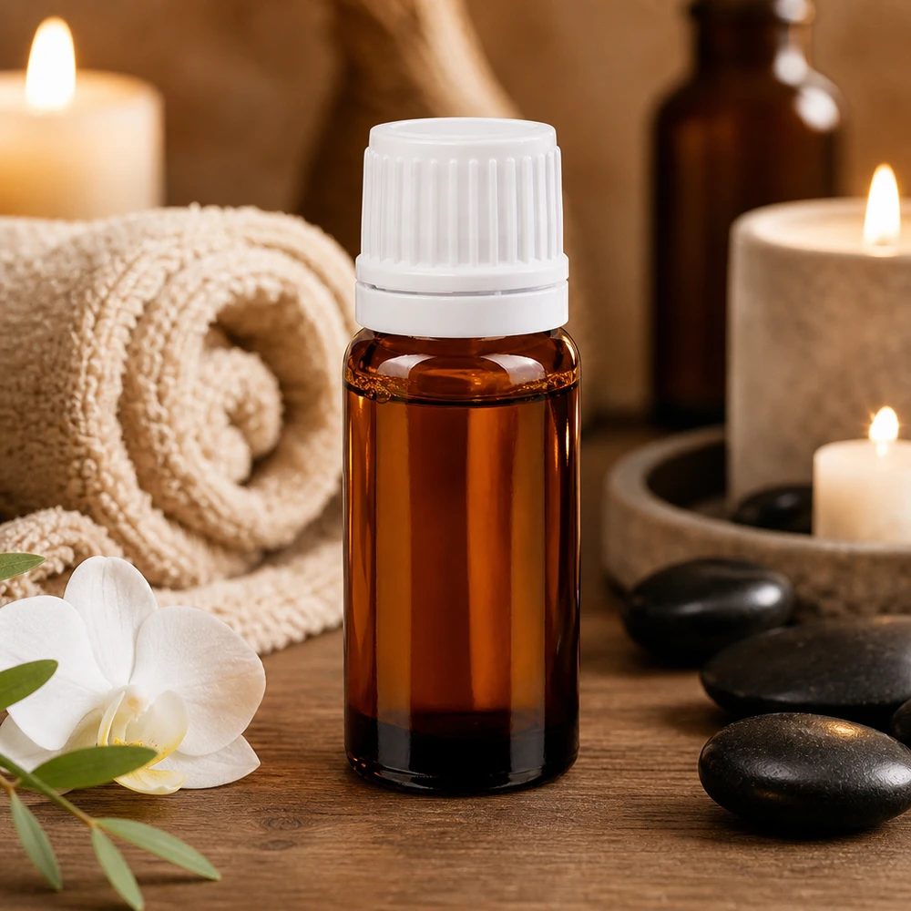 Apothekerflasche Braunglas 10ml schlanke Form mit weißem Originalverschluss für Essenzen