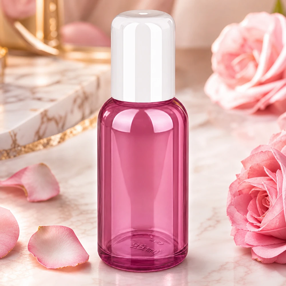 Stilvolle 30ml Glasflasche mit Roll-On System in Purple-Design perfekt für unterwegs