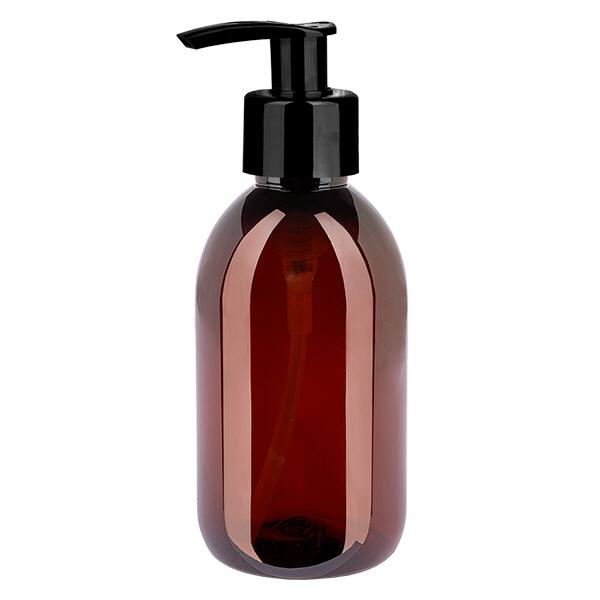 PET láhev 250ml s dávkovací pumpičkou černá PET láhev 250ml s dávkovací pumpičkou černá