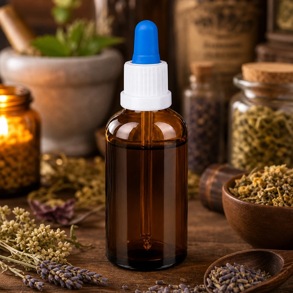 50ml pipetovací láhev bílá/modrý tamper evidentní uzávěr BrownLine UT18/50 Medizinflasche 50ml mit ergonomischer Pipette für Labor und Heilpraktiker-Praxis