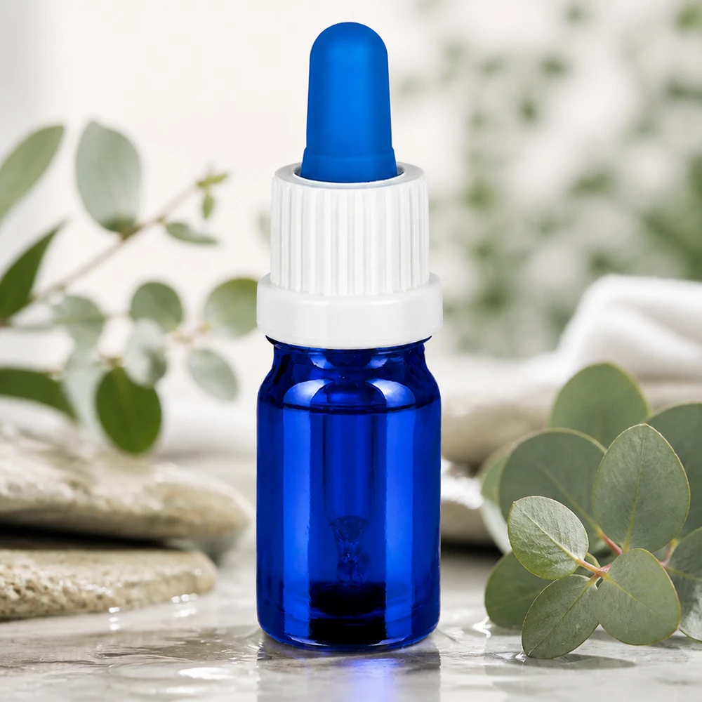 5ml pipetovací lahvička bílá/modrý uzávěr s ochranou proti manipulaci BlueLine UT18/5 Handliche 5ml Glasflasche mit präzisem Tropfsystem für Labor und Pharmazie Anwendungen