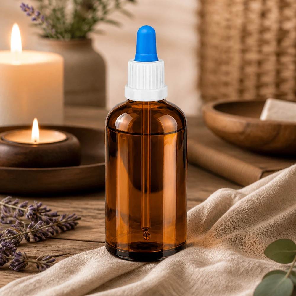 Robuste Glasflasche 100ml mit Pipettenverschluss ideal für die sterile Aufbewahrung von Extrakten