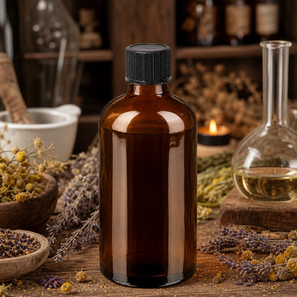 Robuste 100ml BrownLine Tropfflasche mit schwarzem Verschluss für den täglichen Gebrauch