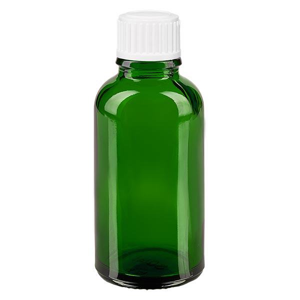 Lékárenská lahvička zelená 30ml šroubovací uzávěr bílý standard. Lékárenská lahvička zelená 30ml šroubovací uzávěr bílý standard.