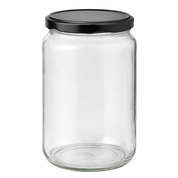 795ml kulatá sklenice s víčkem BasicSeal černá UNiTWIST