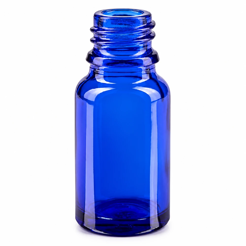 10ml lahvička s rozprašovačem žlutá/transparentní standardní uzávěr BlueLine UT18/10 Handliche 10ml blaue Glasflasche BlueLine UT18 10 ideal für Reise und unterwegs