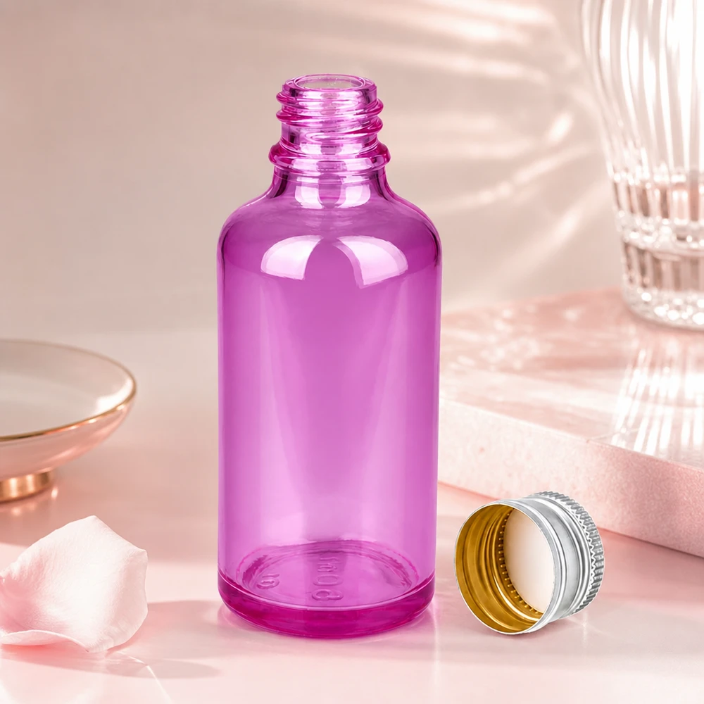 Premium 50ml Glasflasche in Purple - langlebiges Material für wiederverwendbare Kosmetikverpackung
