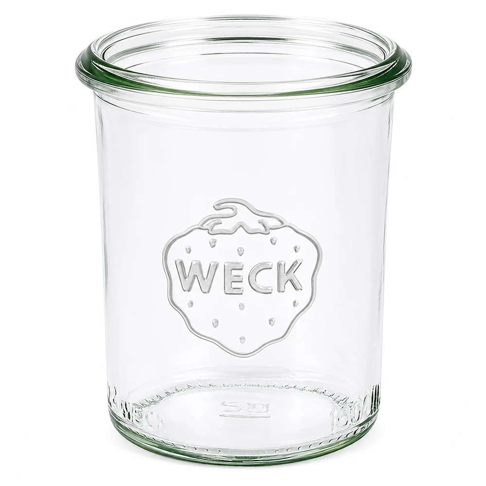 160ml zavařovací sklenice WECK RR60 s dřevěným dřevem 160ml WECK Sturzglas RR60 mit geprägtem Logo transparentes Einmachglas ohne Deckel
