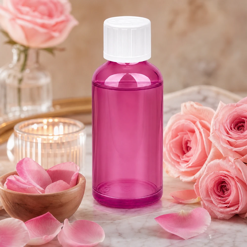 50ml láhev PurpleLine UT18/50 se šroubovacím uzávěrem 11mm bílá standardní odolná proti otevření dětmi. Premium 50ml Flasche in Purple Line Optik mit sicherem Verschlusssystem