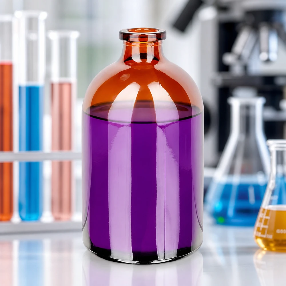 Injekční lahvička z jantarového skla 100ml 100ml Injektionsflasche Braunglas zur sterilen Medikamentenaufbewahrung in professioneller Laborumgebung
