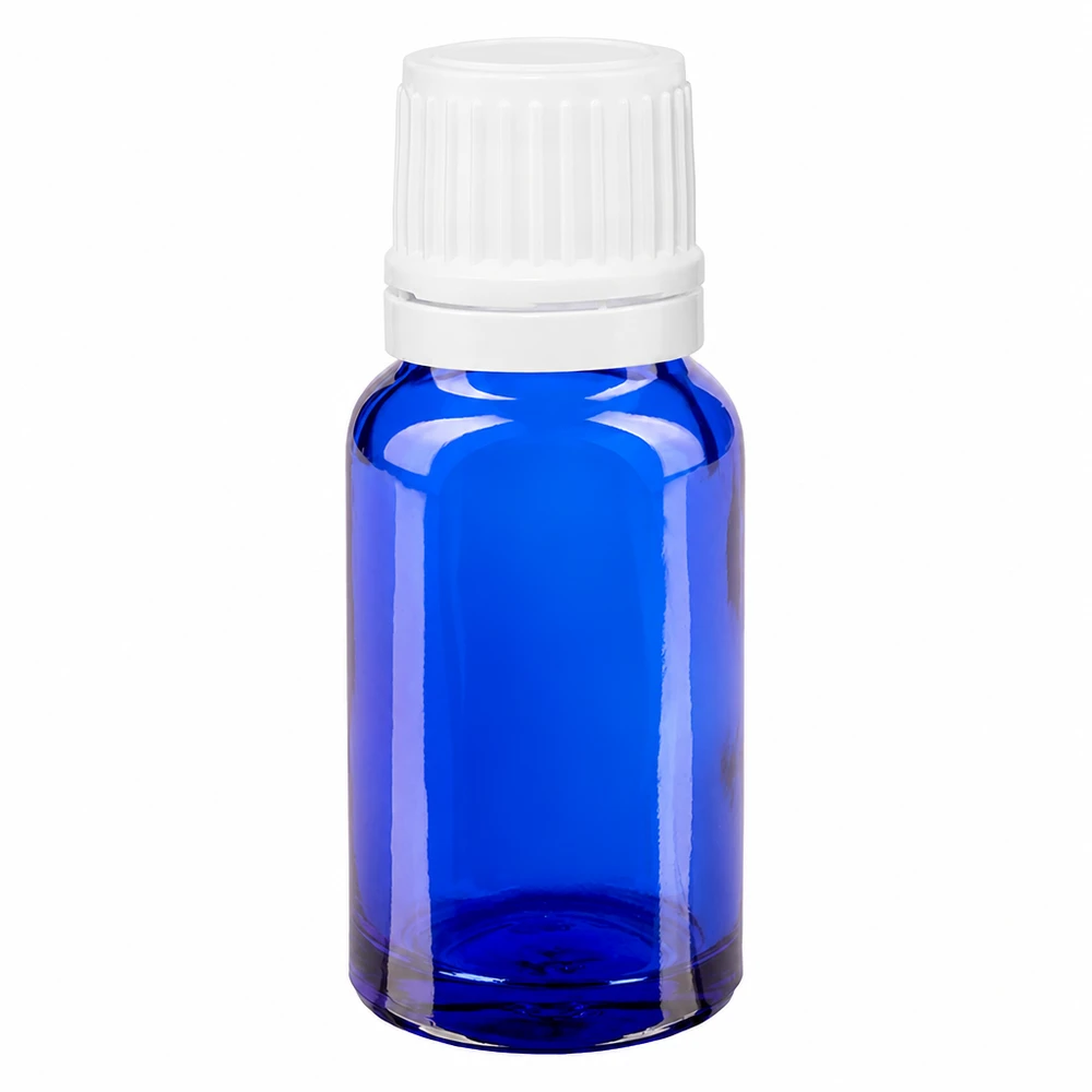 Runde blaue Apothekerflasche 10ml Fassungsvermögen mit UV-Schutzglas und Schraubdeckel