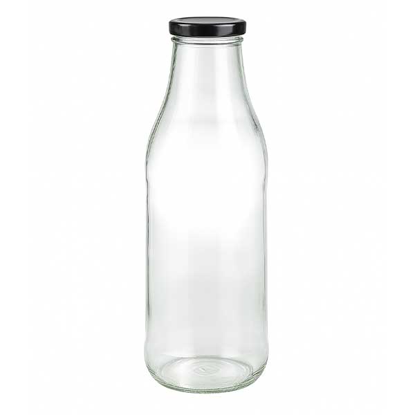 1000ml skleněná láhev + víčko BasicSeal černé UNiTWIST