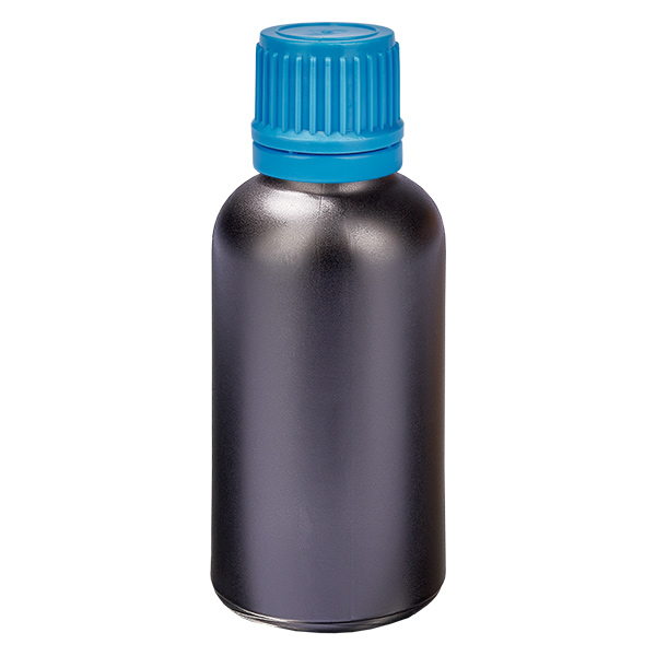 30ml láhev 11mm šroubovací uzávěr modrý uzávěr s ochranou proti manipulaci BlackLine UT18/30 30ml láhev 11mm šroubovací uzávěr modrý uzávěr s ochranou proti manipulaci BlackLine UT18/30