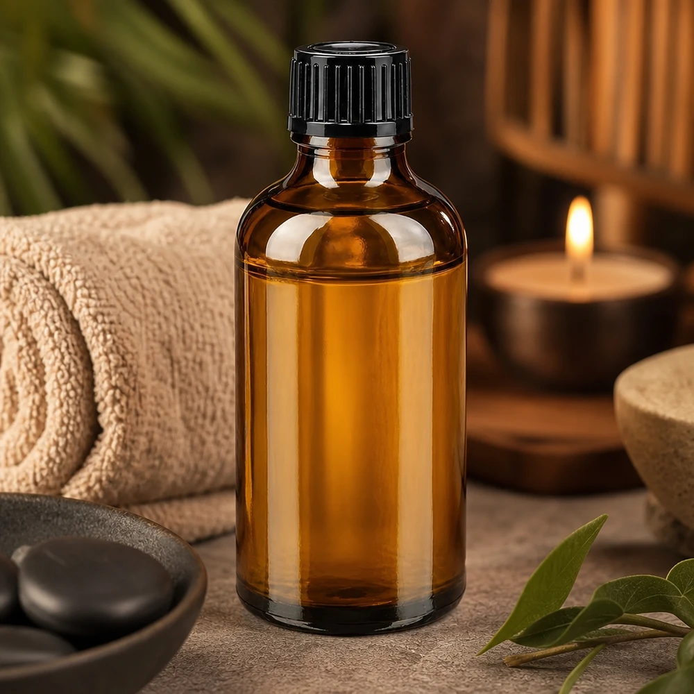 Klassische 50ml Apothekerflasche Braunglas schwarzer Kunststoffdeckel 11mm für Naturkosmetik