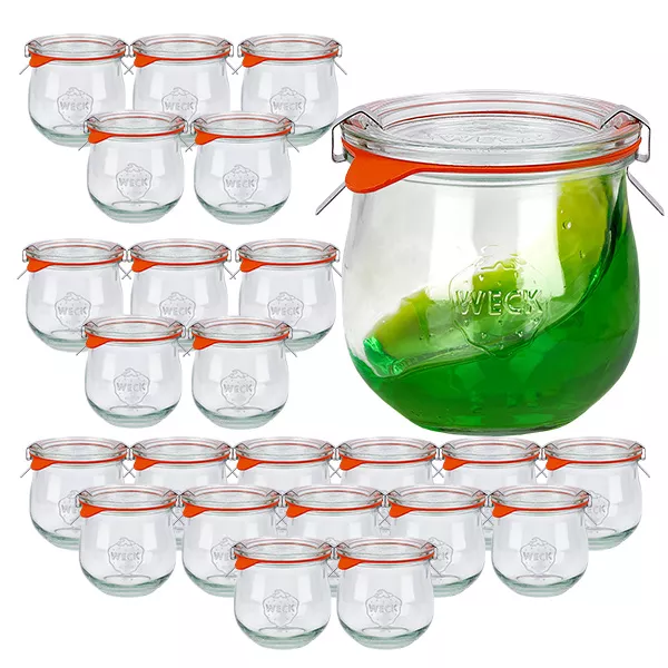 Sada 24 zavařovacích sklenic Weck 370ml tulipánová sklenice se skleněnými víčky 24 ks.