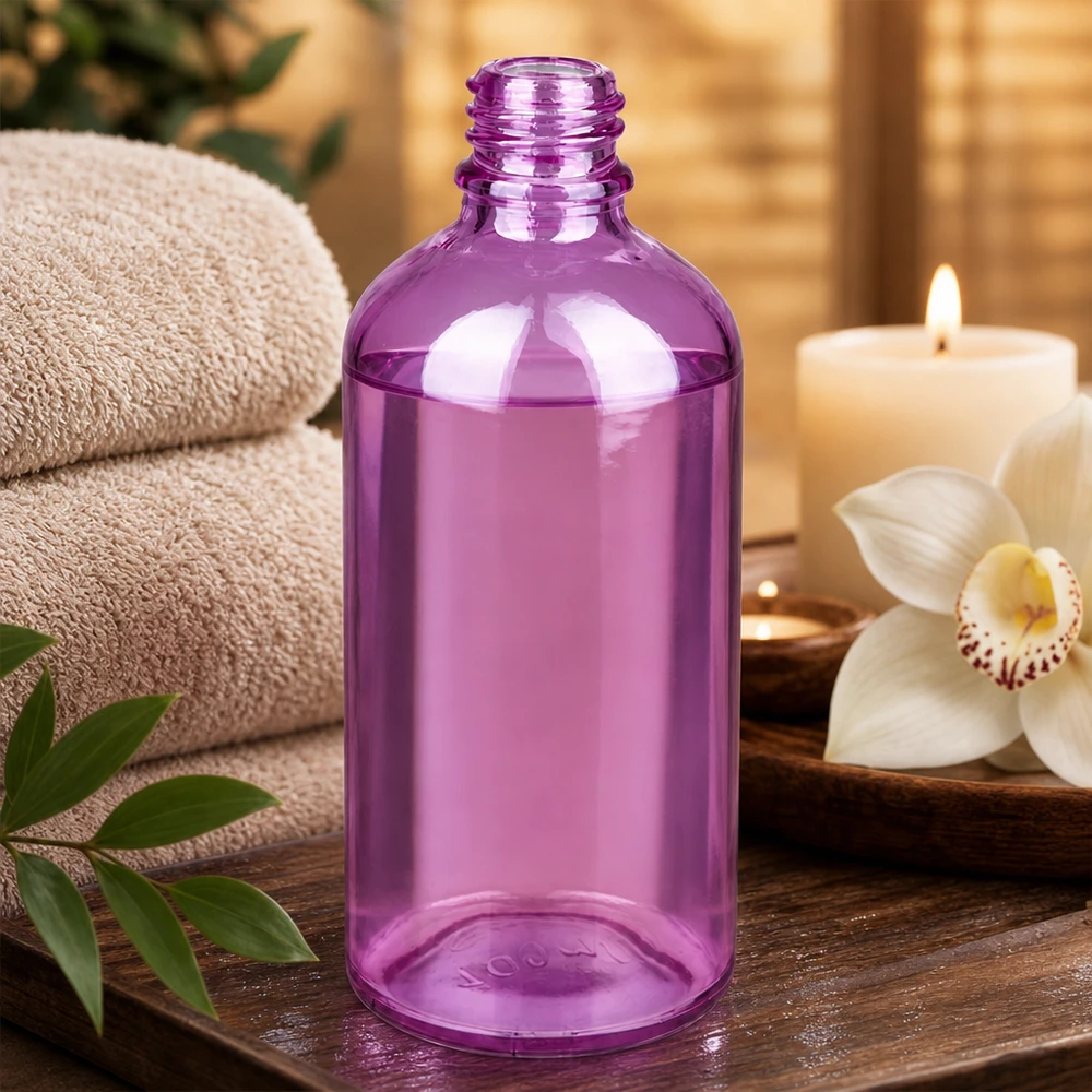 100ml lékárenská lahvička PurpleLine UT18/100 UNiTWIST ze skla. Stylische 100ml Violett-Glasflasche PurpleLine mit praktischem Schraubgewinde für Beauty-Produkte