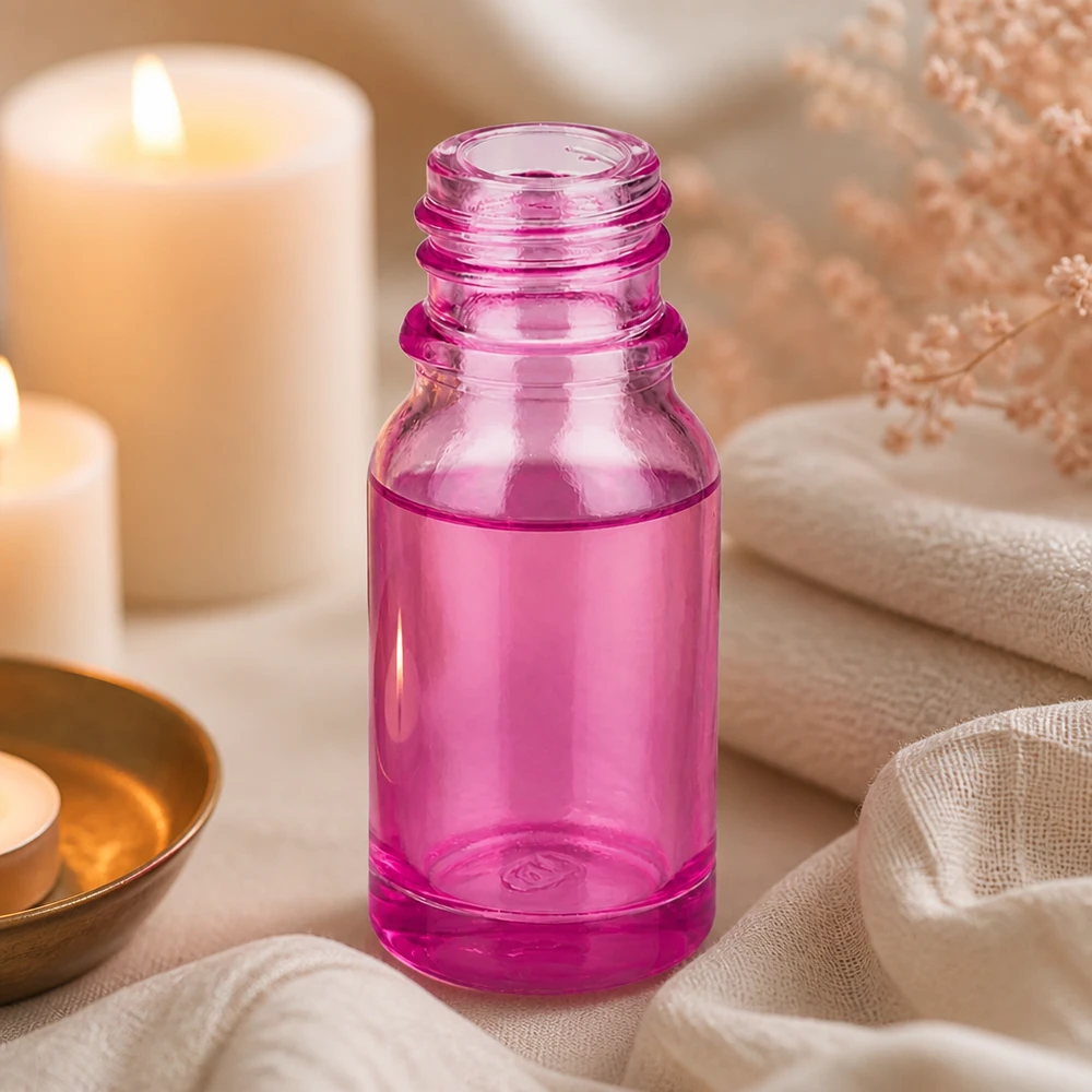 10ml lékárenská lahvička PurpleLine UT18/10 UNiTWIST se skleněnou výplní. Elegante 10ml Glasflasche PurpleLine UT18/10 UNiTWIST in Fuchsia für professionelle Präsentation