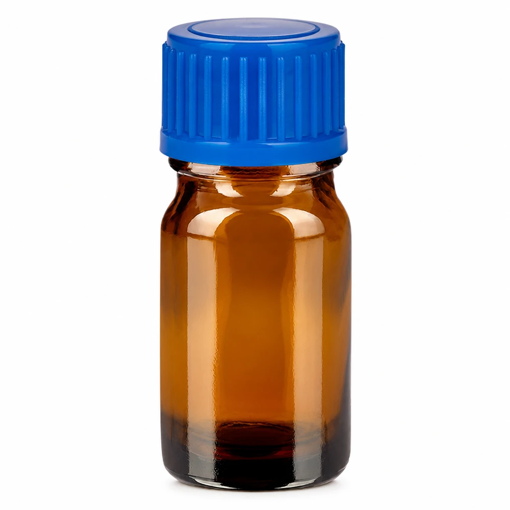 5ml lahvička 11mm šroubovací uzávěr modrá Standard BrownLine UT18/5 Professionelle 5ml Braunglasflasche mit blauer Kappe für Labor und Pharmazie