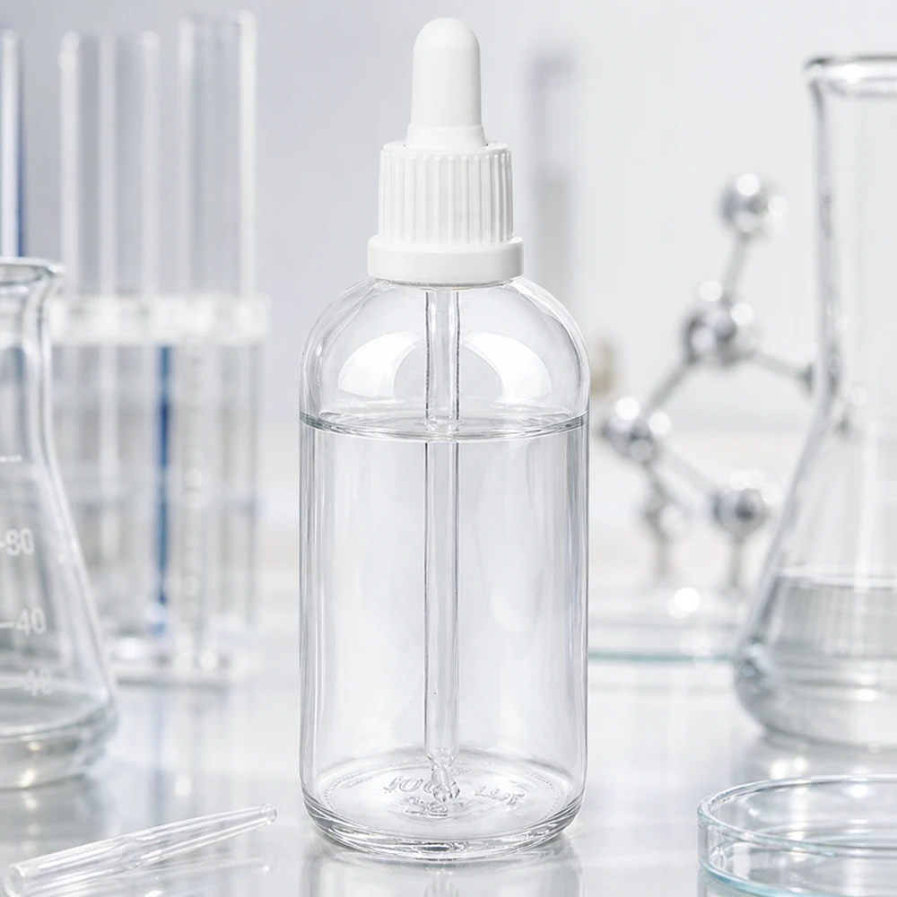 Pharmazeutische Abfüllflasche 100ml ClearLine weiß mit Präzisionstropfer UT18