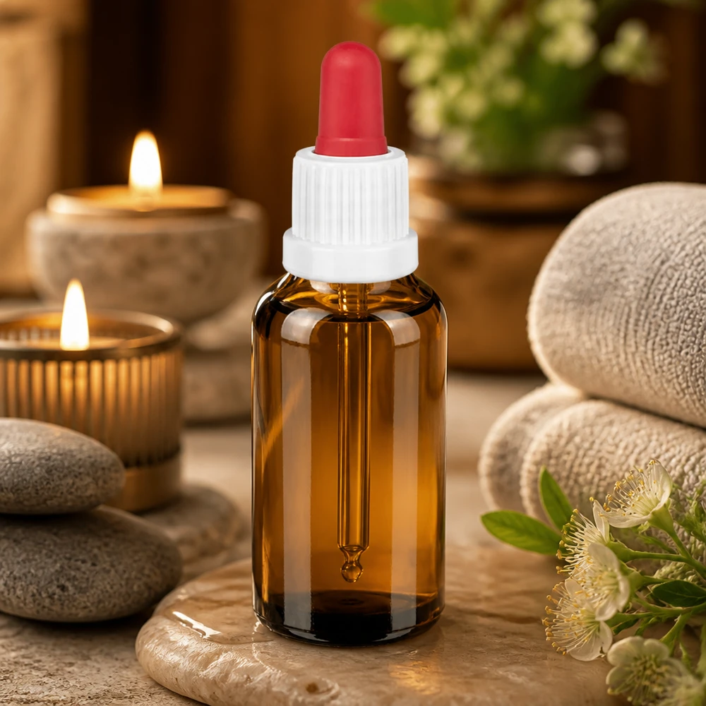 30ml pipetovací láhev bílá/červený uzávěr s ochranou proti manipulaci BrownLine UT18/30 Handliche 30ml Pipettenflasche aus dunklem Glas - perfekte Größe für Reisen und tägliche Anwendung