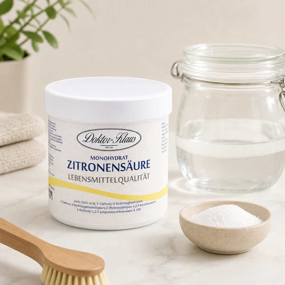 Kyselina citronová 250g Doktor-Klaus 250g Zitronensäure Doktor-Klaus in wiederverschließbarer Dose mit Einmachglas im Set
