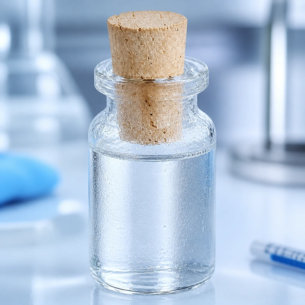 Skleněná lahvička z čirého skla 5 ml se zátkou 11/14 mm Apothekerflasche aus Klarglas 5ml mit passgenauem Korken 11/14mm für Flüssigkeiten geeignet
