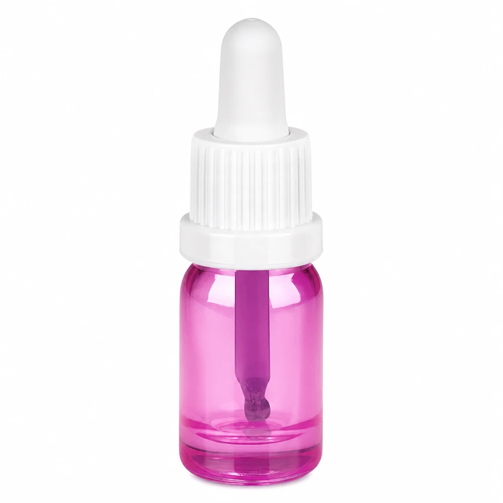 Handliche Pipettenflasche 5ml in Purple Line Design mit sicherem weissen Deckel