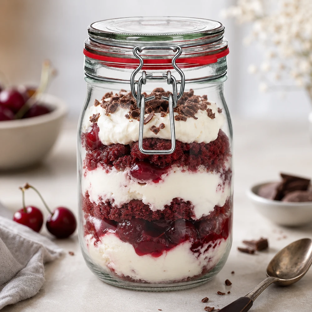 Stilvolles 1140ml Vorratsglas präsentiert hausgemachte Leckereien elegant auf dem Tisch