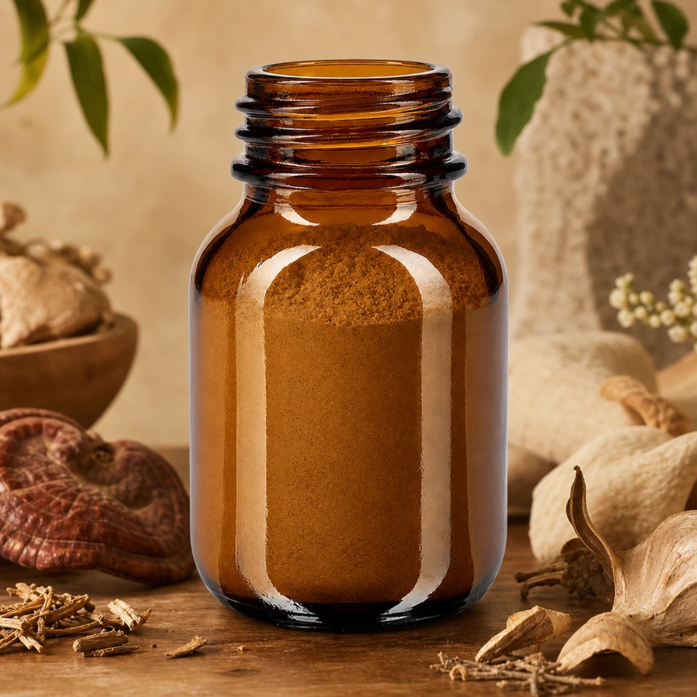 50ml láhev se širokým hrdlem jantarové sklo se šroubovacím uzávěrem Robuste Braunglas Weithalsflasche 50ml mit weiter Öffnung für Pulver und Granulate