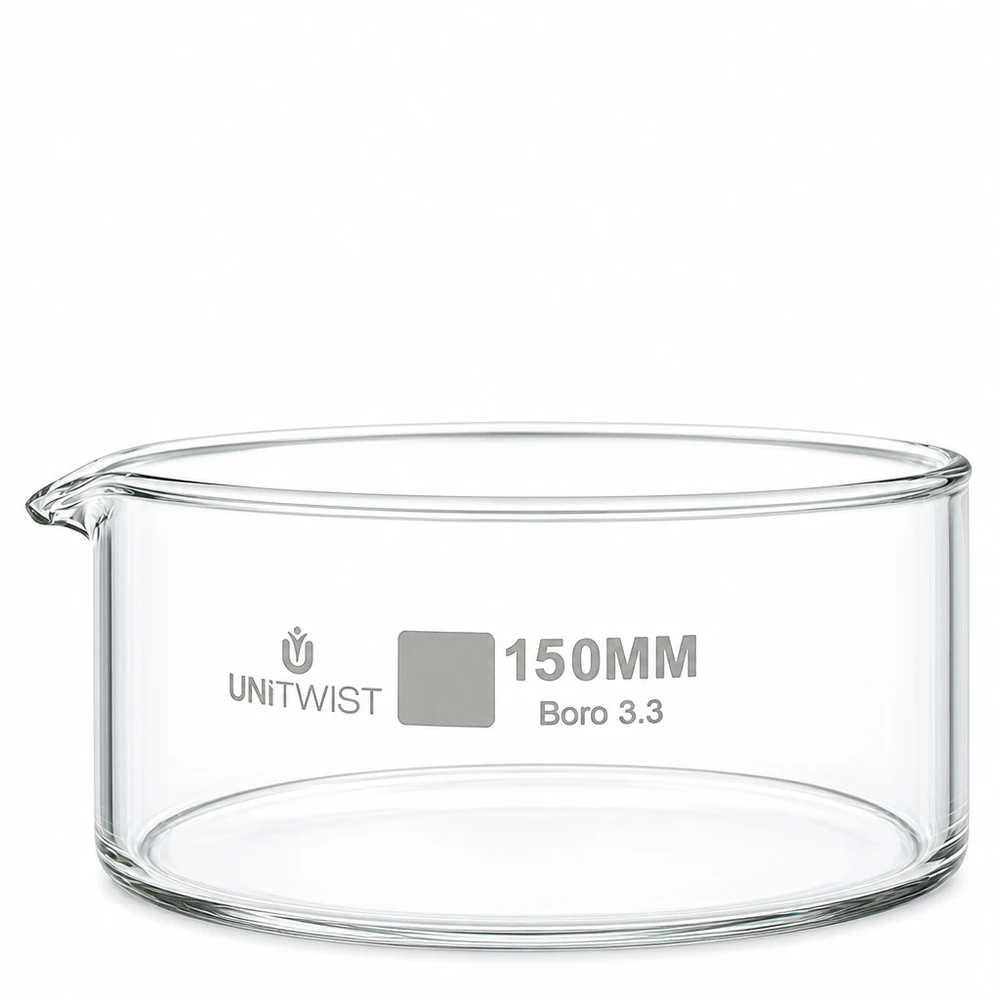 Krystalizační miska ø150mm z borosilikátového skla UNiTWIST Rundschale Borosilikatglas 3.3 UNiTWIST 150mm für chemische und biologische Laboranwendungen
