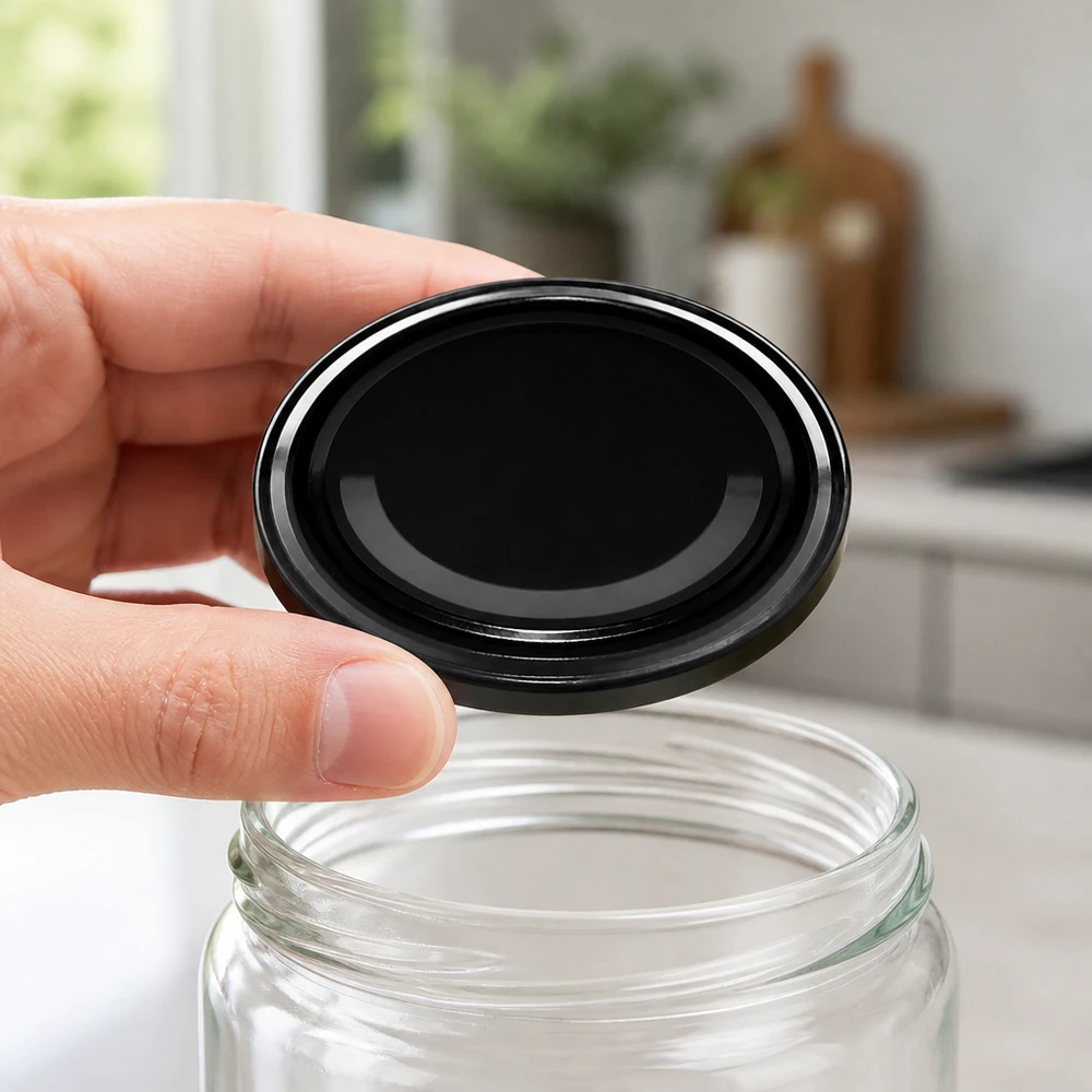63mm víko BioSeal černé (TO63) UNiTWIST UNiTWIST TO63 černé kovové víčko BioSeal BPA-NI pro sklenice na konzervy s bezpečnostním knoflíkem
