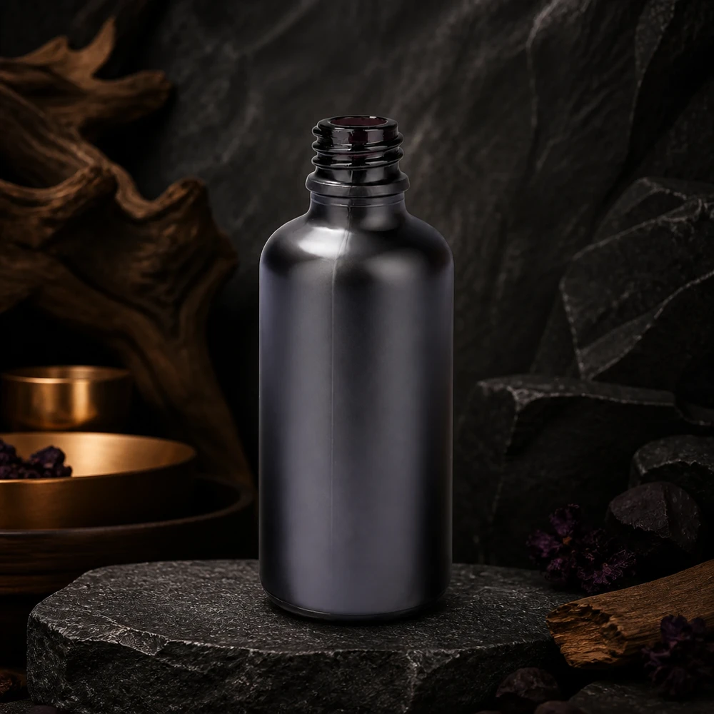 50ml dávkovací láhev BlackLine UT18/50 UNiTWIST 50ml Apothekerflasche BlackLine UT18/50 UNiTWIST aus UV-schützendem Schwarzglas für Pharmazie