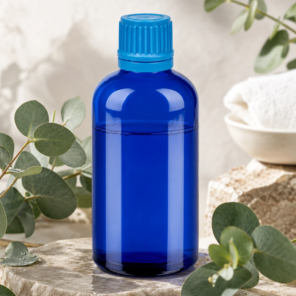Vielseitige blaue Glasflasche 100ml mit dichtem Verschlusssystem für Labor und Apotheke geeignet