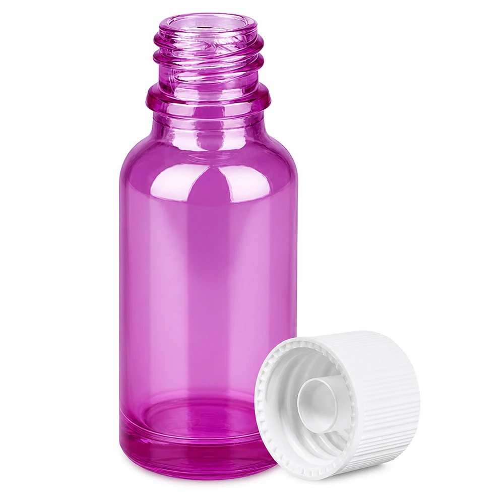 20ml Purple Glasflasche mit weissem SV Verschluss ideal für Parfumproben und Essenzen