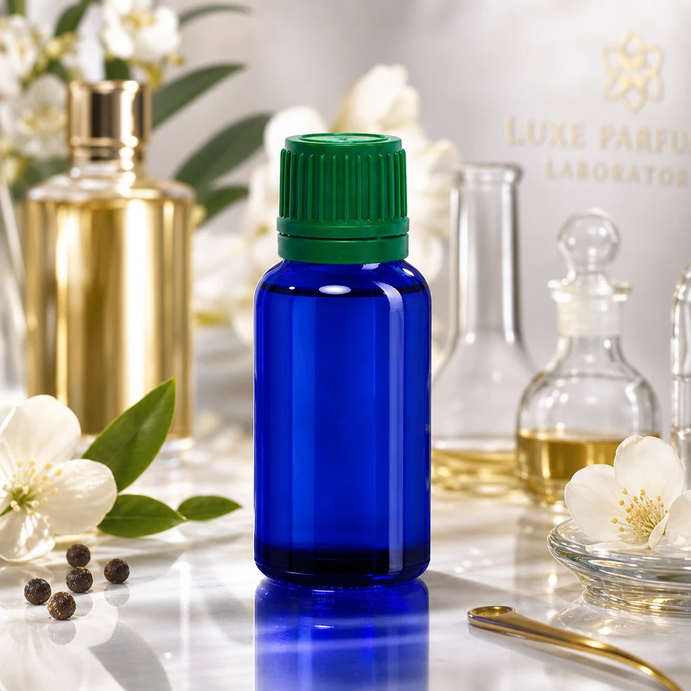 20ml láhev 11mm šroubovací uzávěr zelený s ochranou proti manipulaci BlueLine UT18/20 20ml Premium Glasflasche BlueLine Serie perfekt für Reise und unterwegs Anwendungen