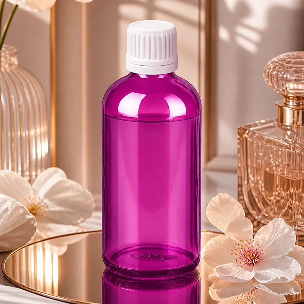 100ml láhev se šroubovacím uzávěrem 11 mm bílá Originální šroubovací uzávěr PurpleLine UT18/100 Kompakte 100ml violette Flasche mit fest sitzendem 11mm Verschluss ideal für Reise und unterwegs