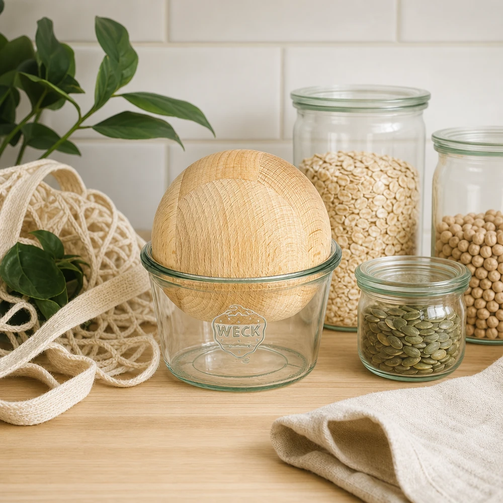 WECK Sturzglas 370ml RR100 Nachhaltigkeit Zero Waste Küche Buchenkugel Vorratsdosen Hülsenfrüchte Öko Lifestyle