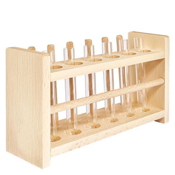 Dřevěný držák na zkumavky se 6 zkumavkami plus sodovka 100x12. Dřevěný držák na zkumavky se 6 zkumavkami plus sodovka 100x12.