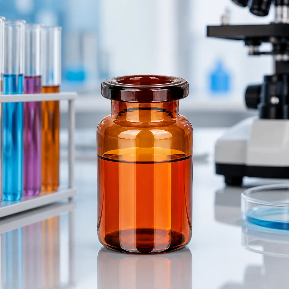 Injekční láhev z jantarového skla 5ml Lichtundurchlässige Glasflasche 5ml für lichtempfindliche Injektionspräparate im GMP-Labor