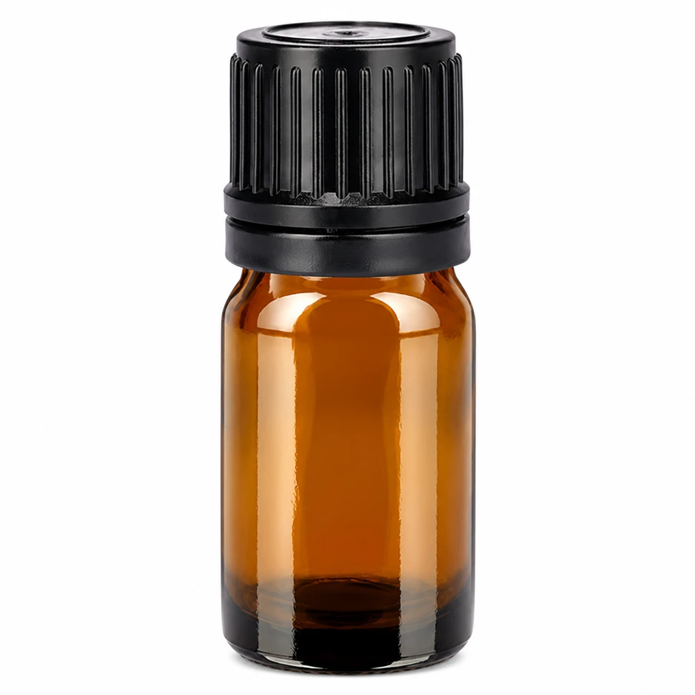 5ml láhev 11mm šroubovací uzávěr černý tamper evidentní uzávěr BrownLine UT18/5 5ml braune Tropfflasche mit schwarzem Deckel perfekt für ätherische Öle und Essenzen