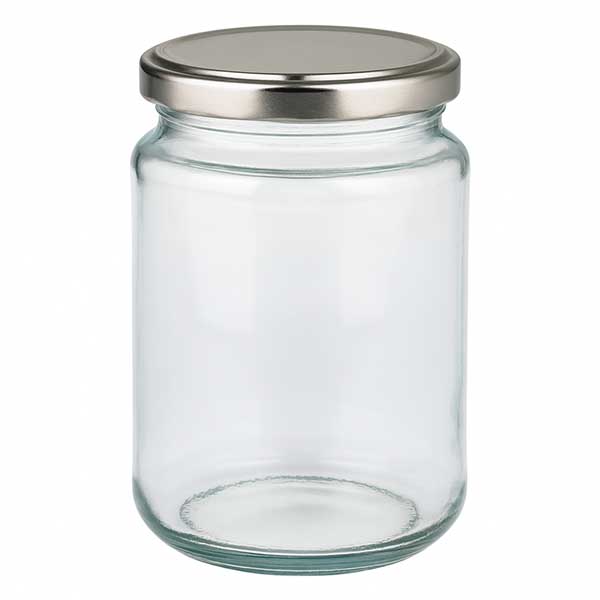 382ml kulatá skleněná nádoba s víčkem BasicSeal stříbrná UNiTWIST.