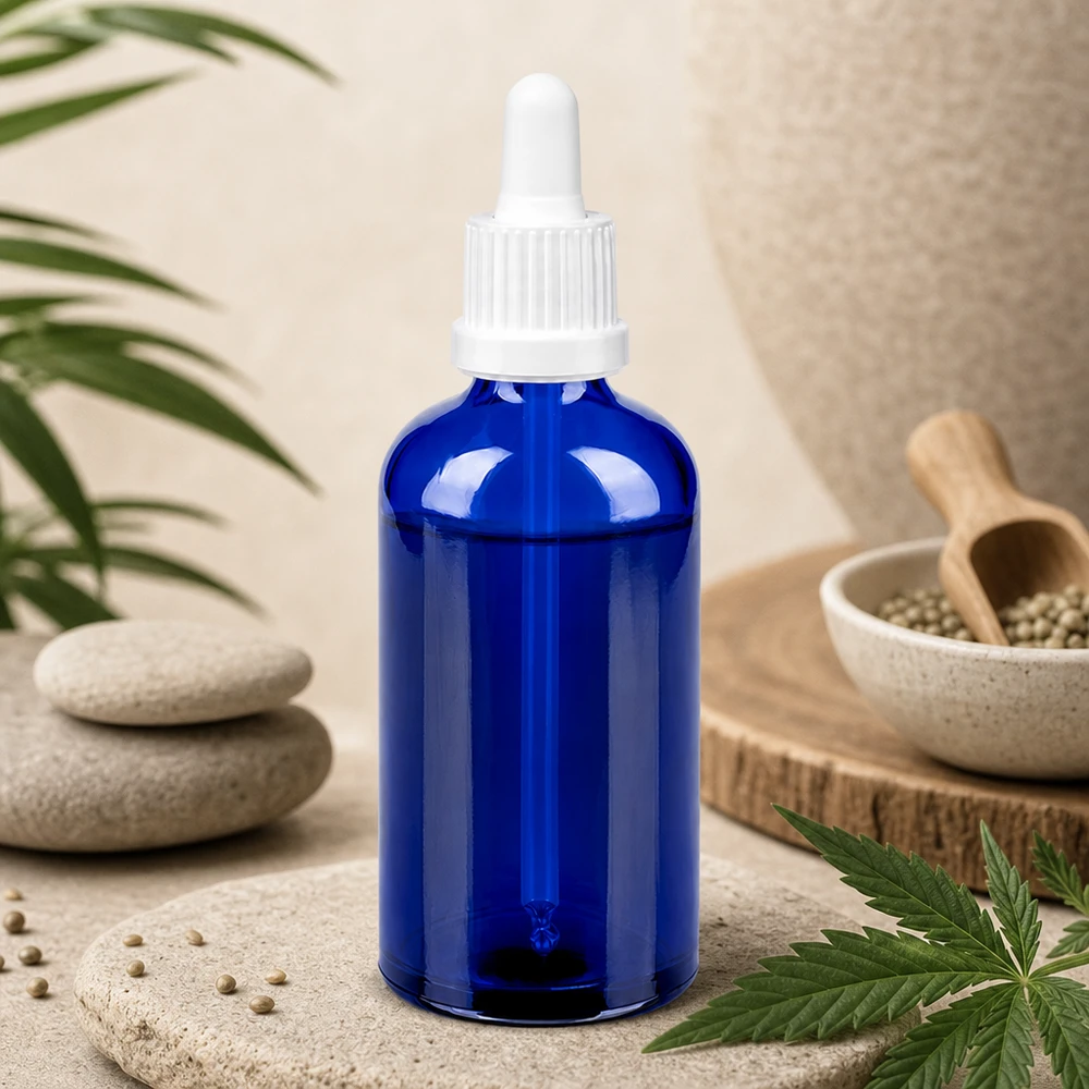 Medizinflasche 100ml blau mit kindersicherem Tropfverschluss für pharmazeutische Anwendungen