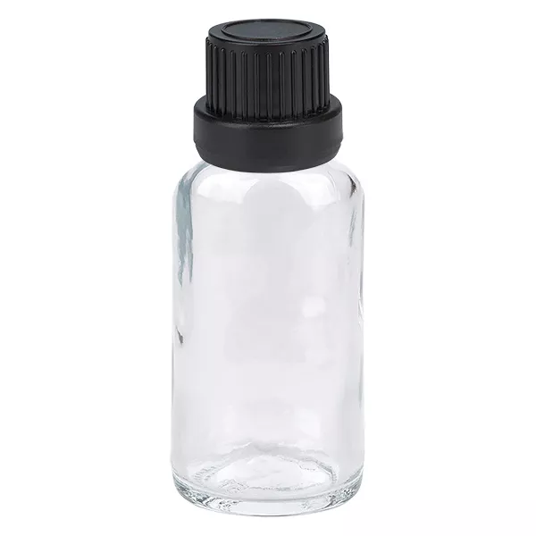 20ml lahvička s kapátkem 2mm černá s uzávěrem proti neoprávněné manipulaci ClearLine UT18/20