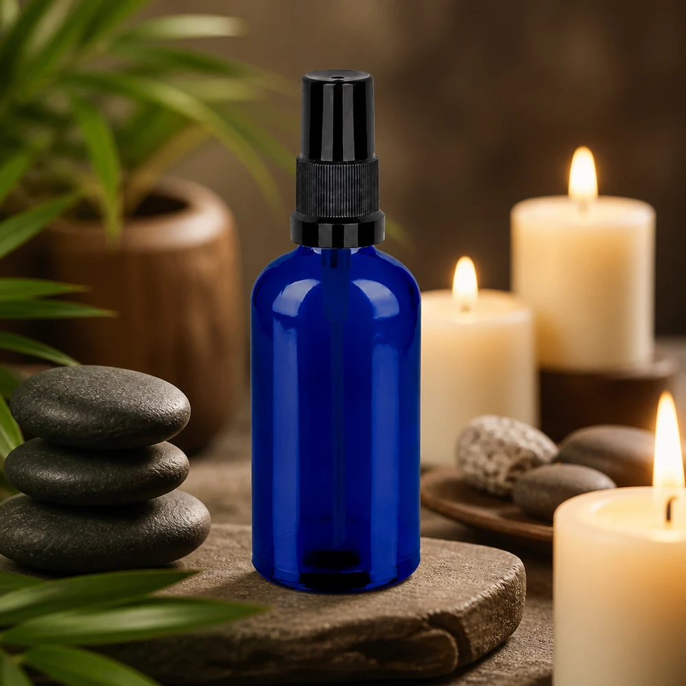 Professionelle Sprayflasche 100ml aus UV-schützendem blauem Glas für hochwertige Anwendungen