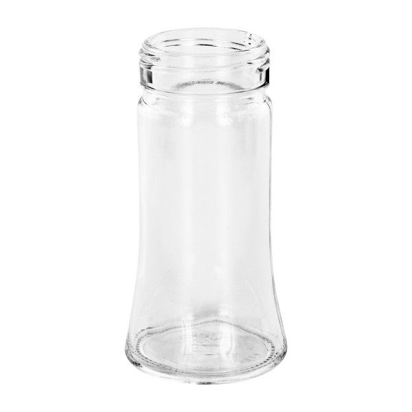 Dóza na sůl/koření Bobby 95ml, závit 41mm čiré sklo. Gewürzstreuer Glas Bobby 95ml Klarglas mit breiter Standfläche und engem Hals