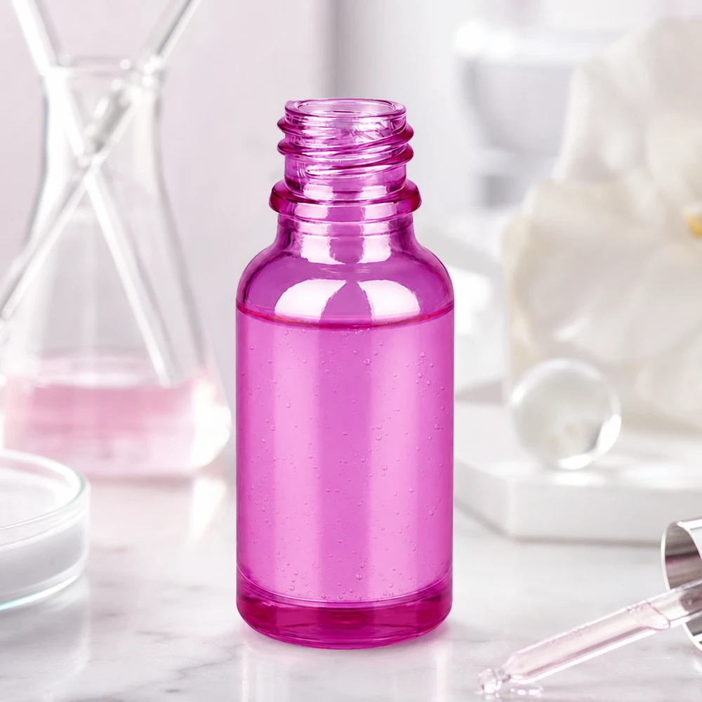 Hochwertige 20ml PurpleLine Glasflasche mit UT18/20 Gewinde in modernem Purple Design für Labor