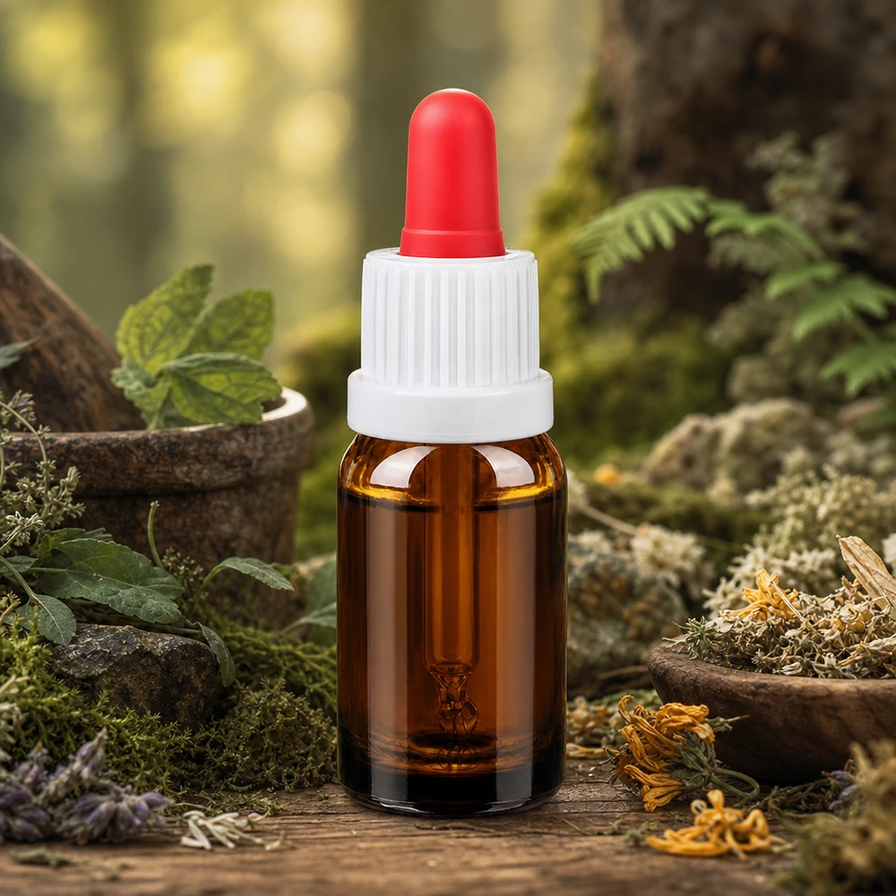 10ml pipetovací láhev bílá/červený uzávěr s ochranou proti manipulaci BrownLine UT18/10 10ml BrownLine Pipettenflasche mit lichtschützendem Glas und rotem Tropfer für aromatherapeutische Öle