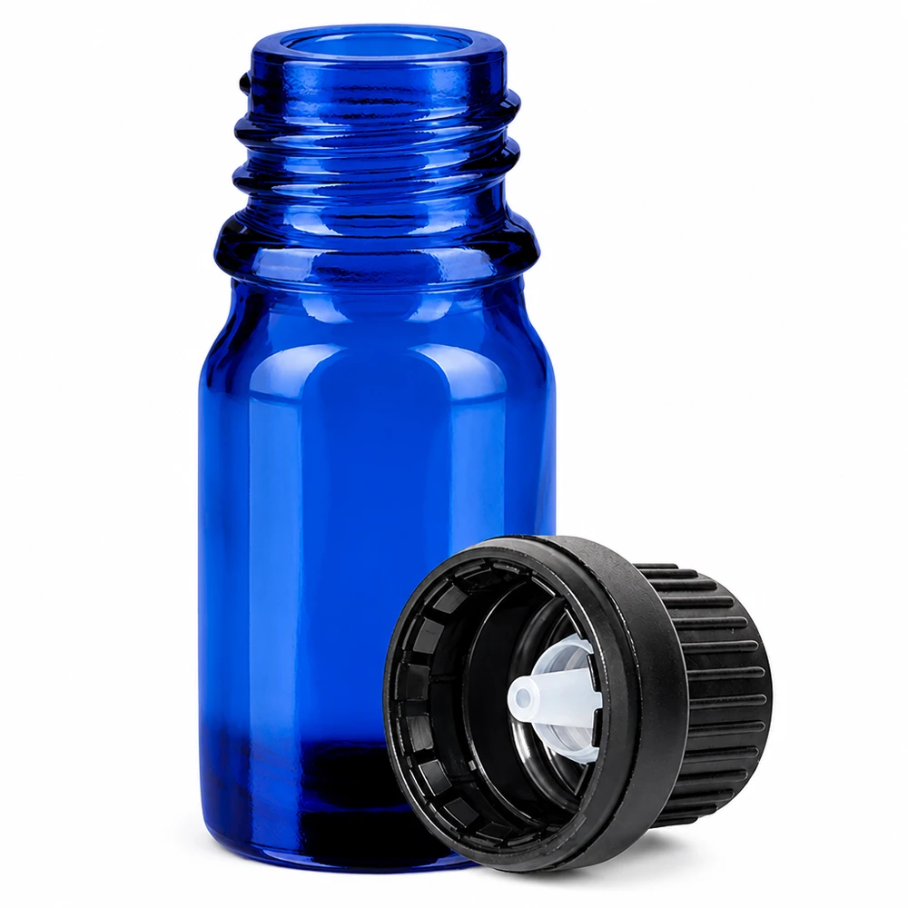 5ml lahvička s kapátkem 2mm černá s uzávěrem proti neoprávněné manipulaci BlueLine UT18/5 Professionelle 5ml Tropfflasche blau mit kindersicherem Verschluss für medizinische Anwendungen